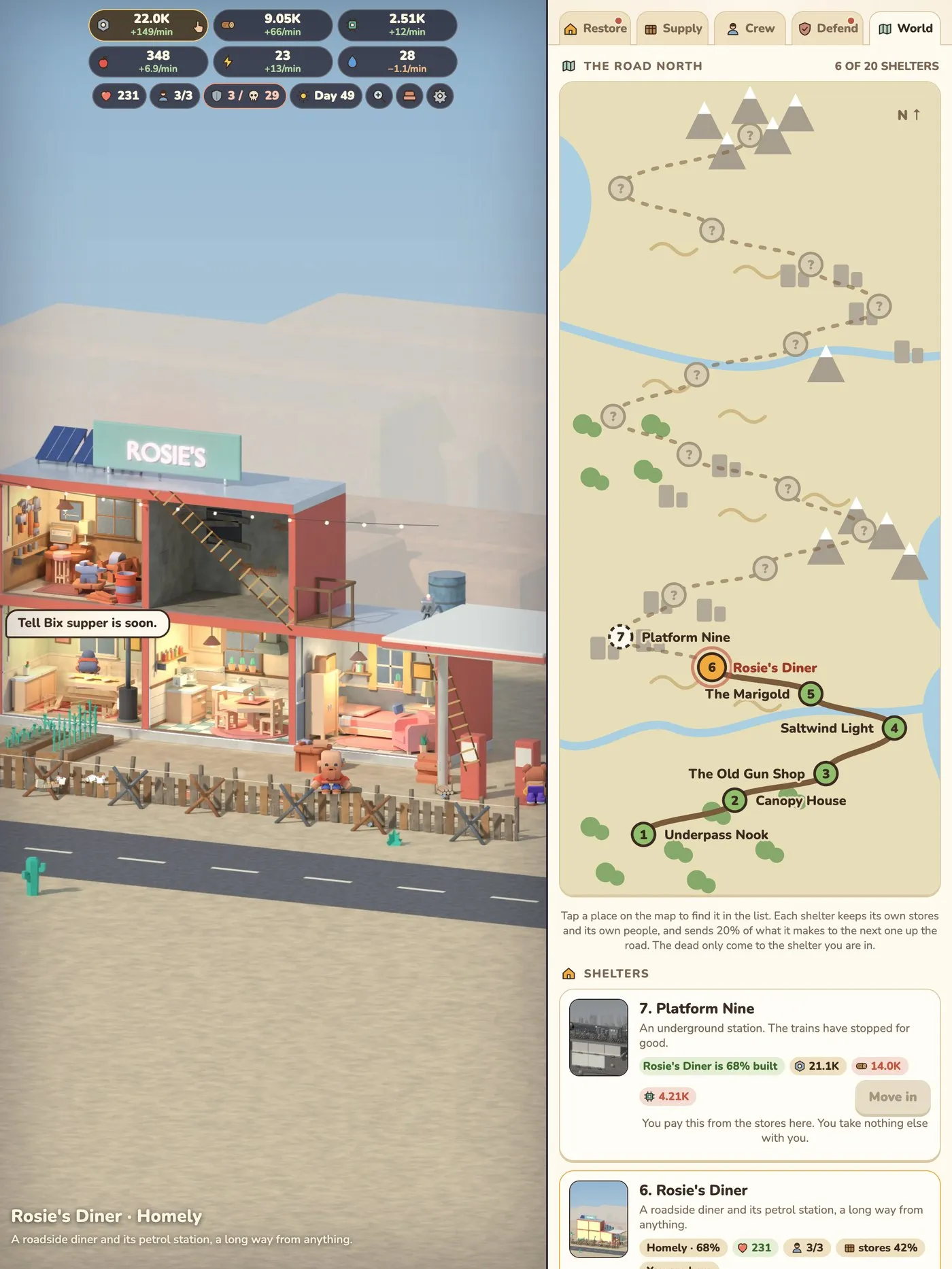 The road north: twenty shelters